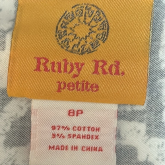 Ruby Rd. Cropped Geometric Design Button-down 3/4 Sleeve Beaded Collar Jacket 8P - Picture 6 of 7